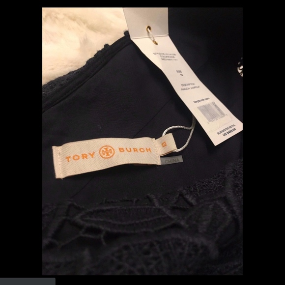 NWT $495 Tory Burch Lace Bodice Jumpsuit Navy‎ Blue [SZ 12 ] - Picture 4 of 12
